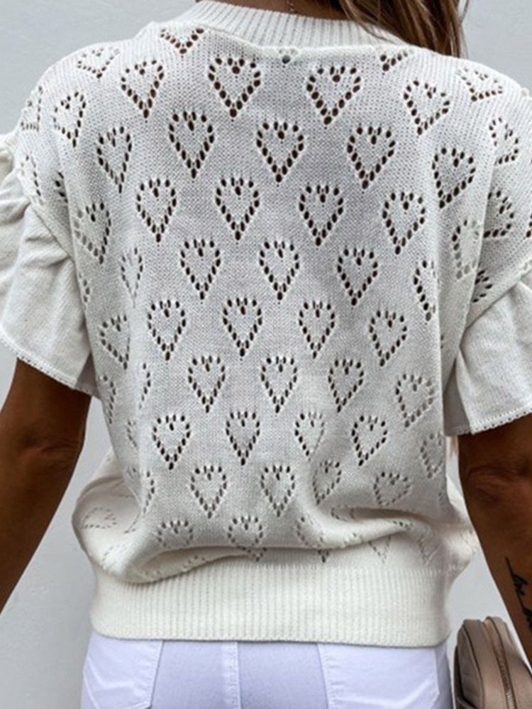 Petal Ärmel Patchwork Standard Kurzarm Damen Pullover