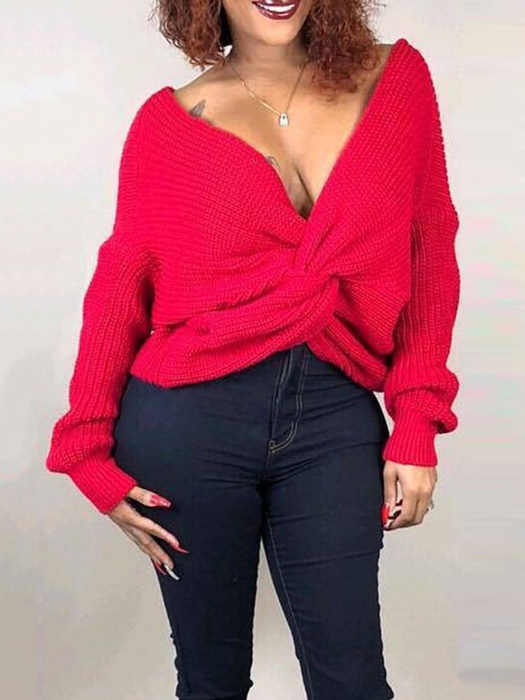 Weihnachten Sexy Regular Backless V-neck Sweater Für Damen