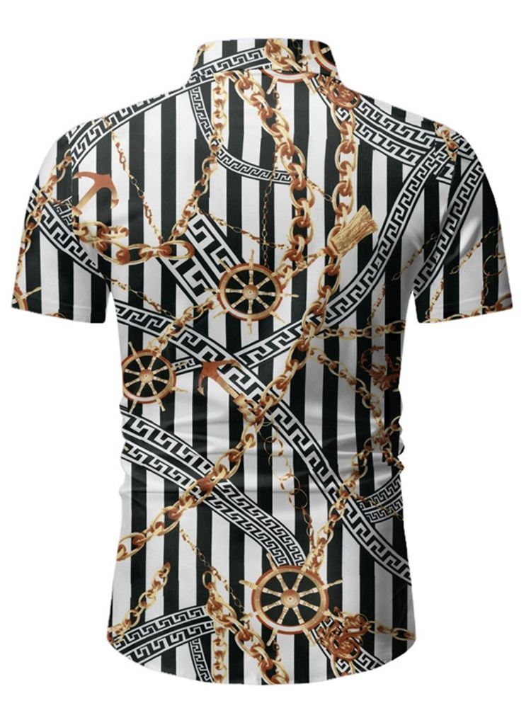 Schlankes Herrenhemd Mit Streifen-revers-print