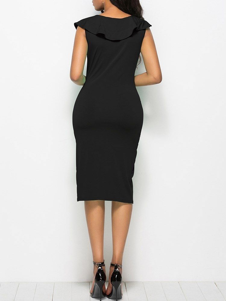 Bodycon V-ausschnitt Asymmetrisches Damenkleid
