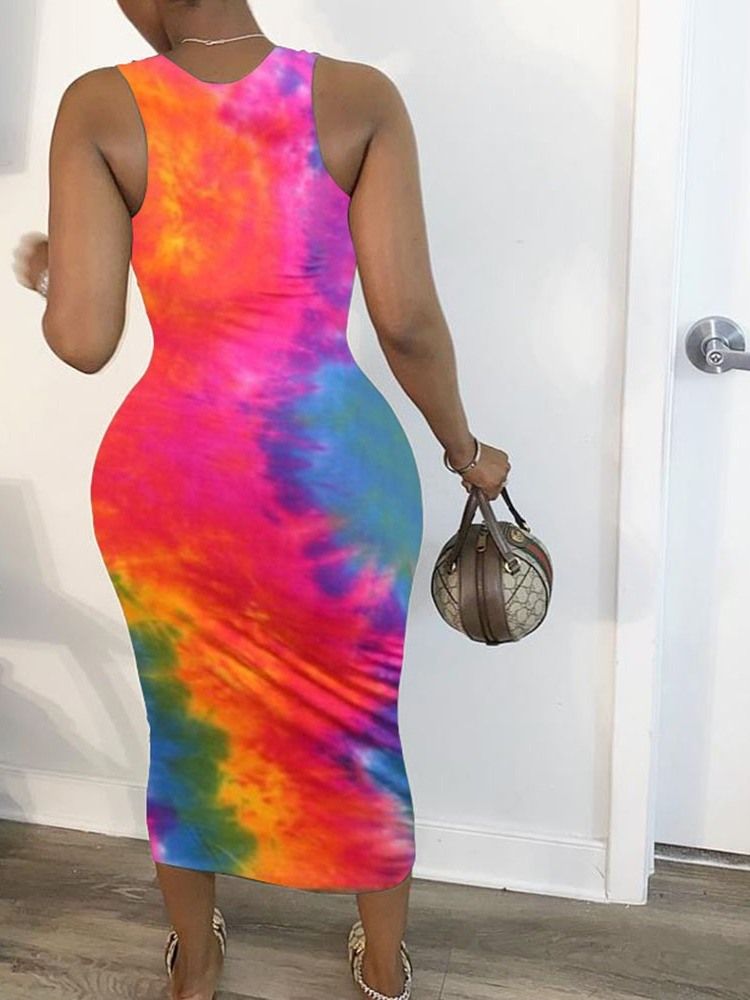 Damen Ärmelloses Lässiges Lässiges Kleid Mit Farbverlauf Ärmellos