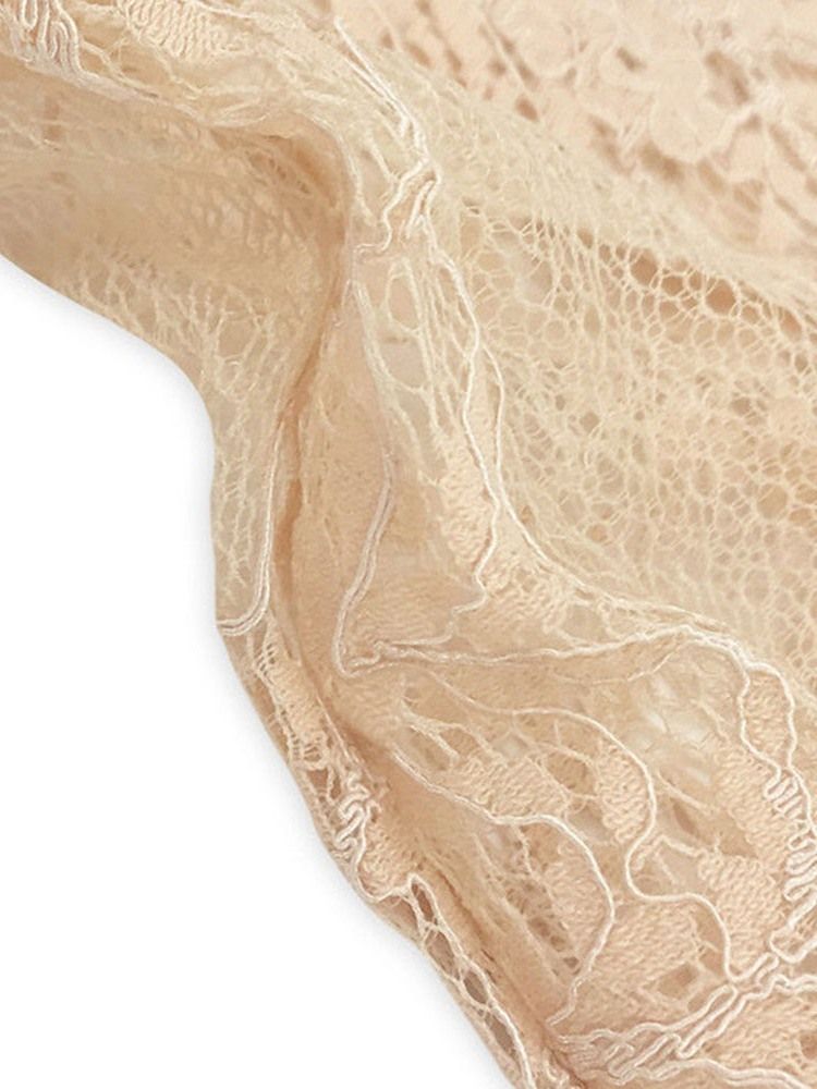 Damen Langarm V-ausschnitt Spitze Fledermausärmel Süßes Kleid