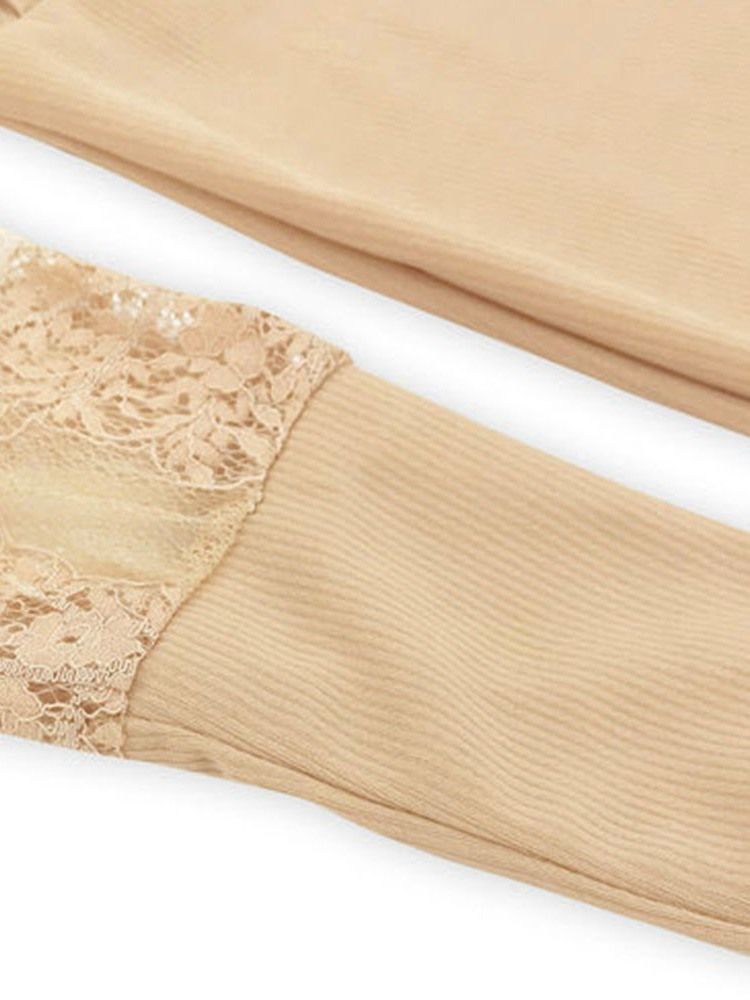 Damen Langarm V-ausschnitt Spitze Fledermausärmel Süßes Kleid