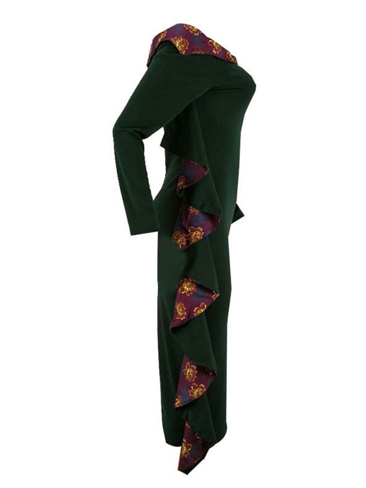 Damen Stringy Selvedge Langarm Schulterfreies Frühlings Reguläres Kleid