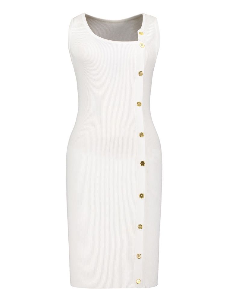 Schrägkragen Button-down Damen Pulloverkleid
