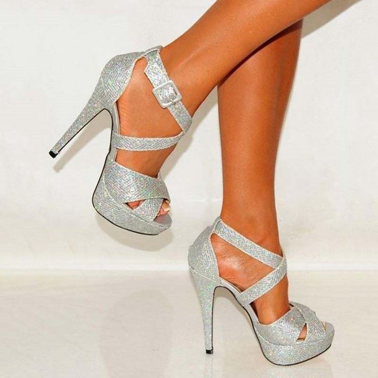 Pailletten Peep Toe Stiletto Heel Damen Ballschuhe